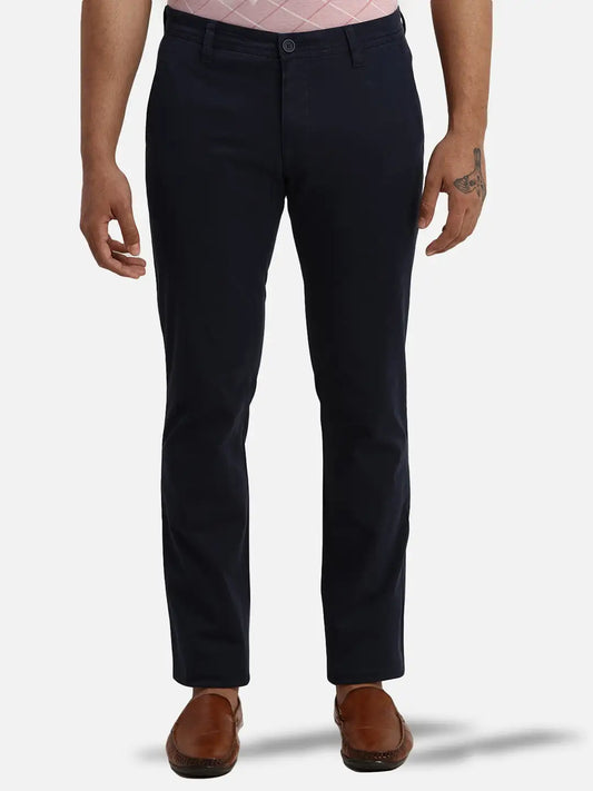 Men Low Rise Tapered Fit Grey Trouser