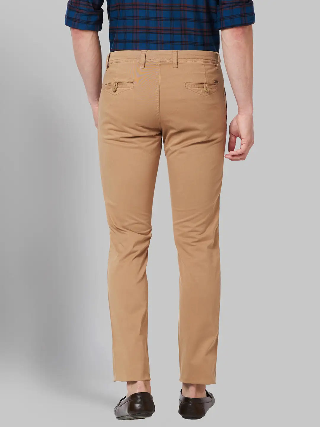 Men Low Rise Tapered Fit Beige Trouser