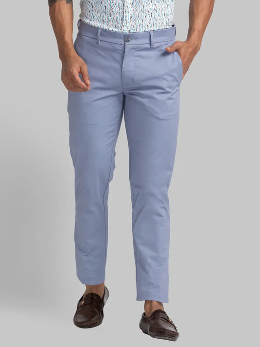 Men Green Lrt Fit Solid Cotton Blend Trouser