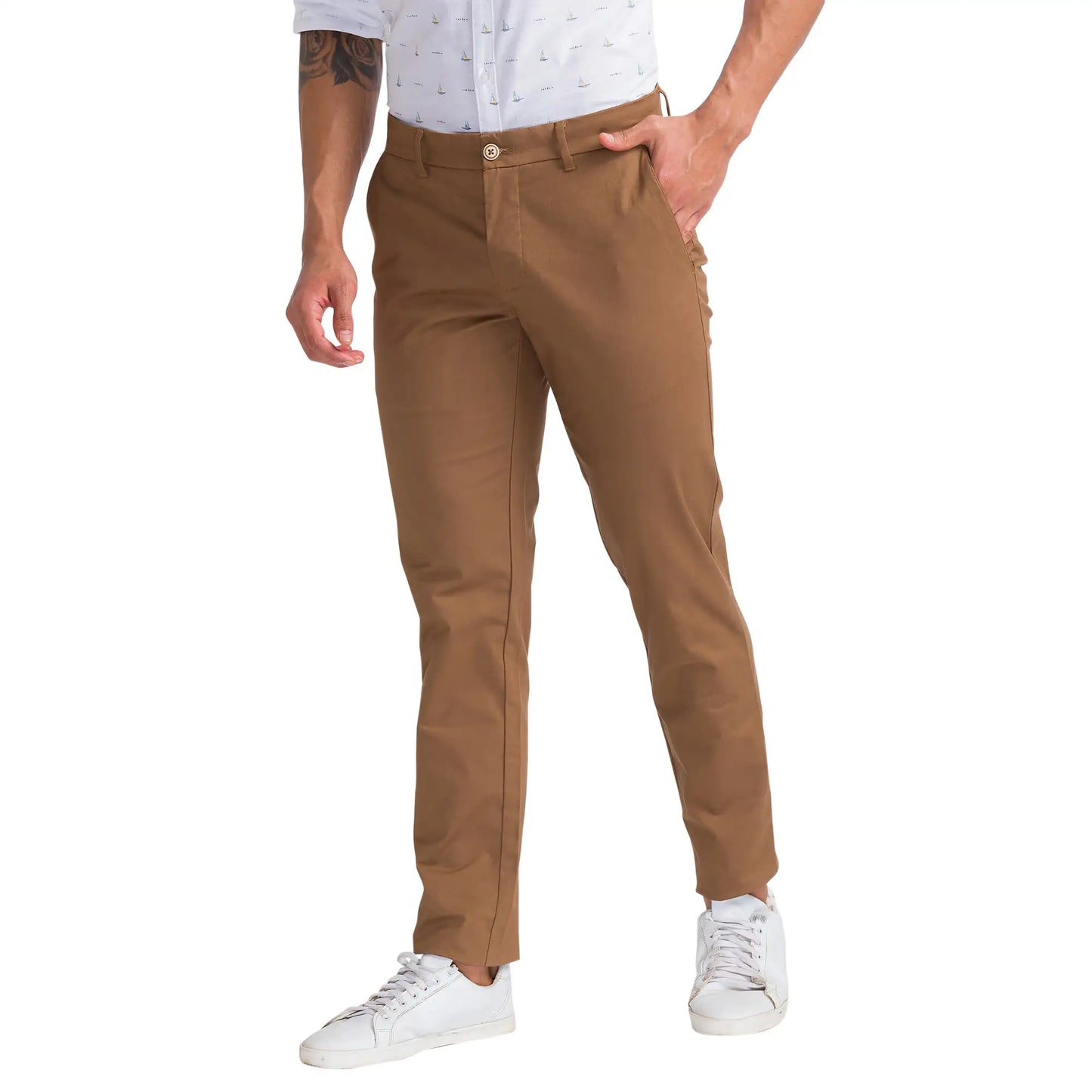 Men Tapered Fit Grey Trouser