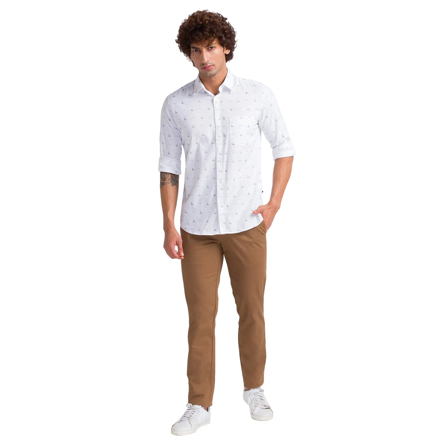 Men Tapered Fit Grey Trouser