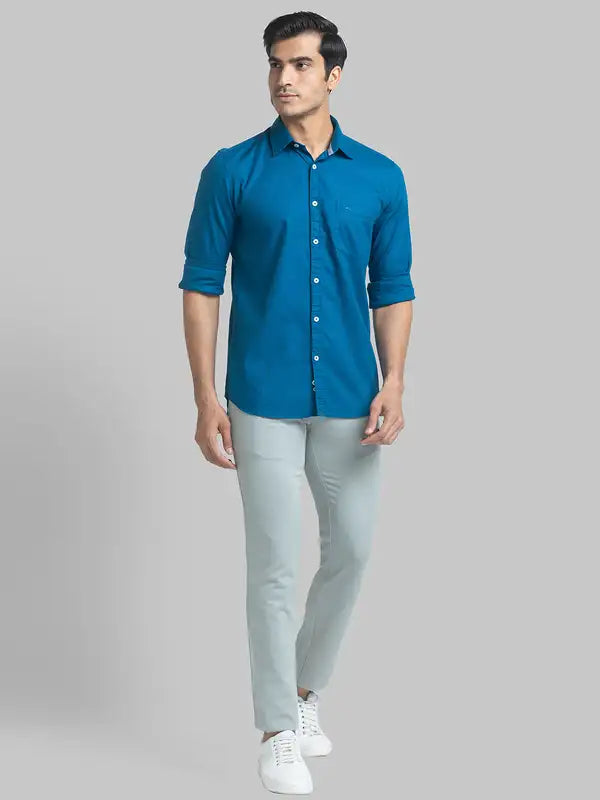 Men Lrt Fit Blue Trouser