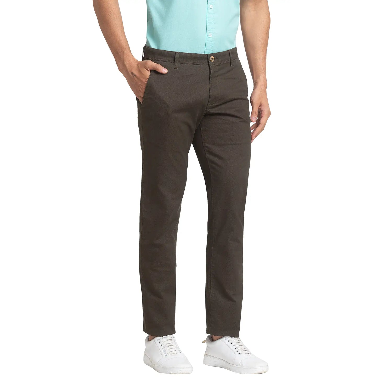 Men Tapered Fit Green Trouser