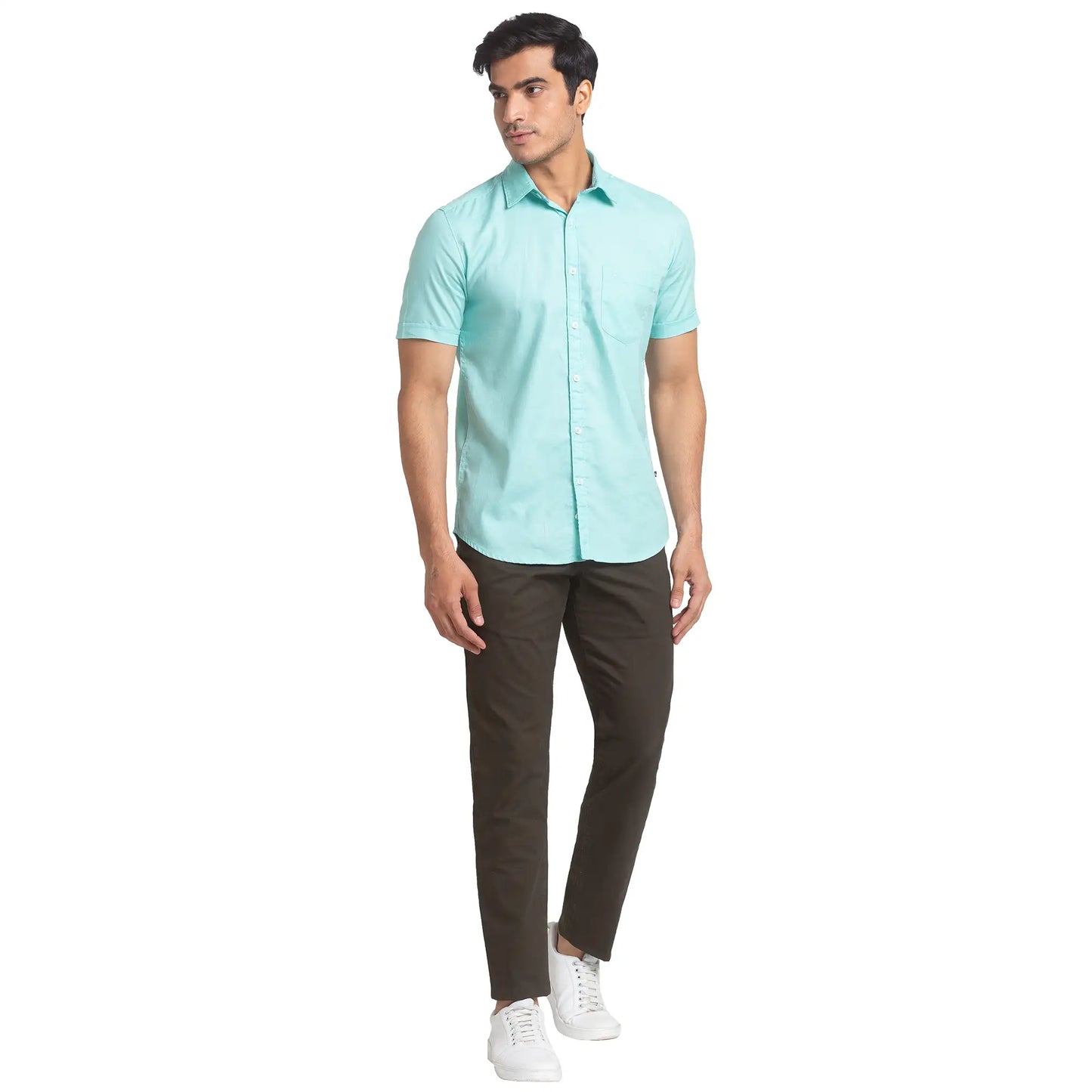 Men Tapered Fit Green Trouser