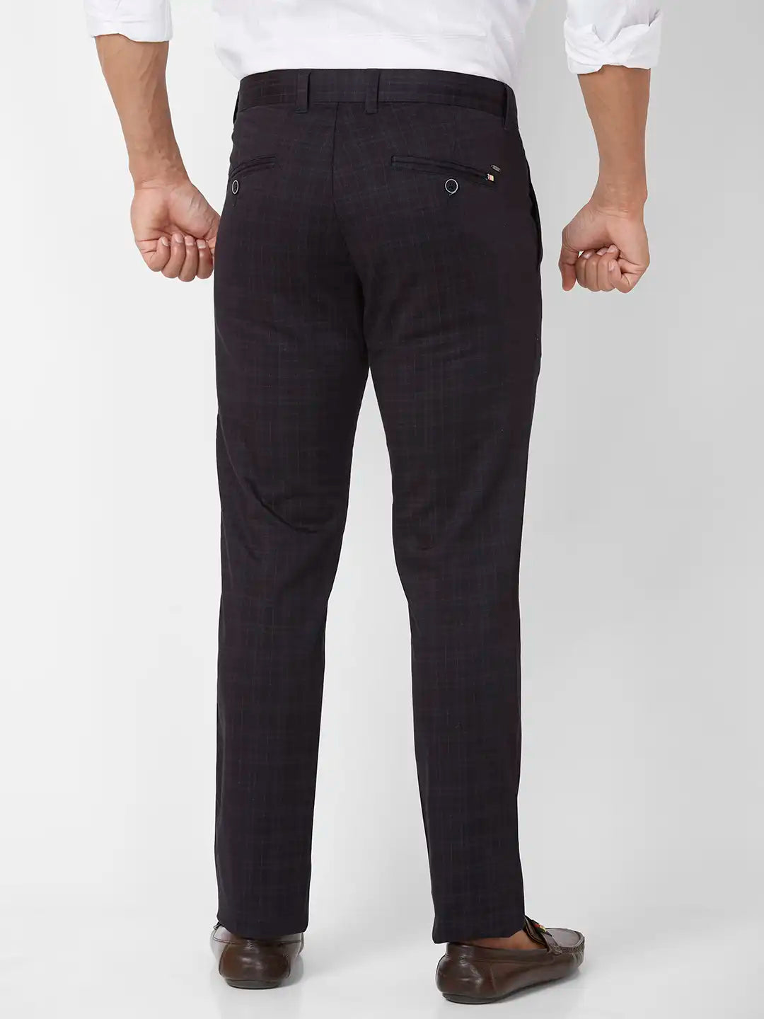 Parx Tapered Fit Printed Medium Grey Trouser