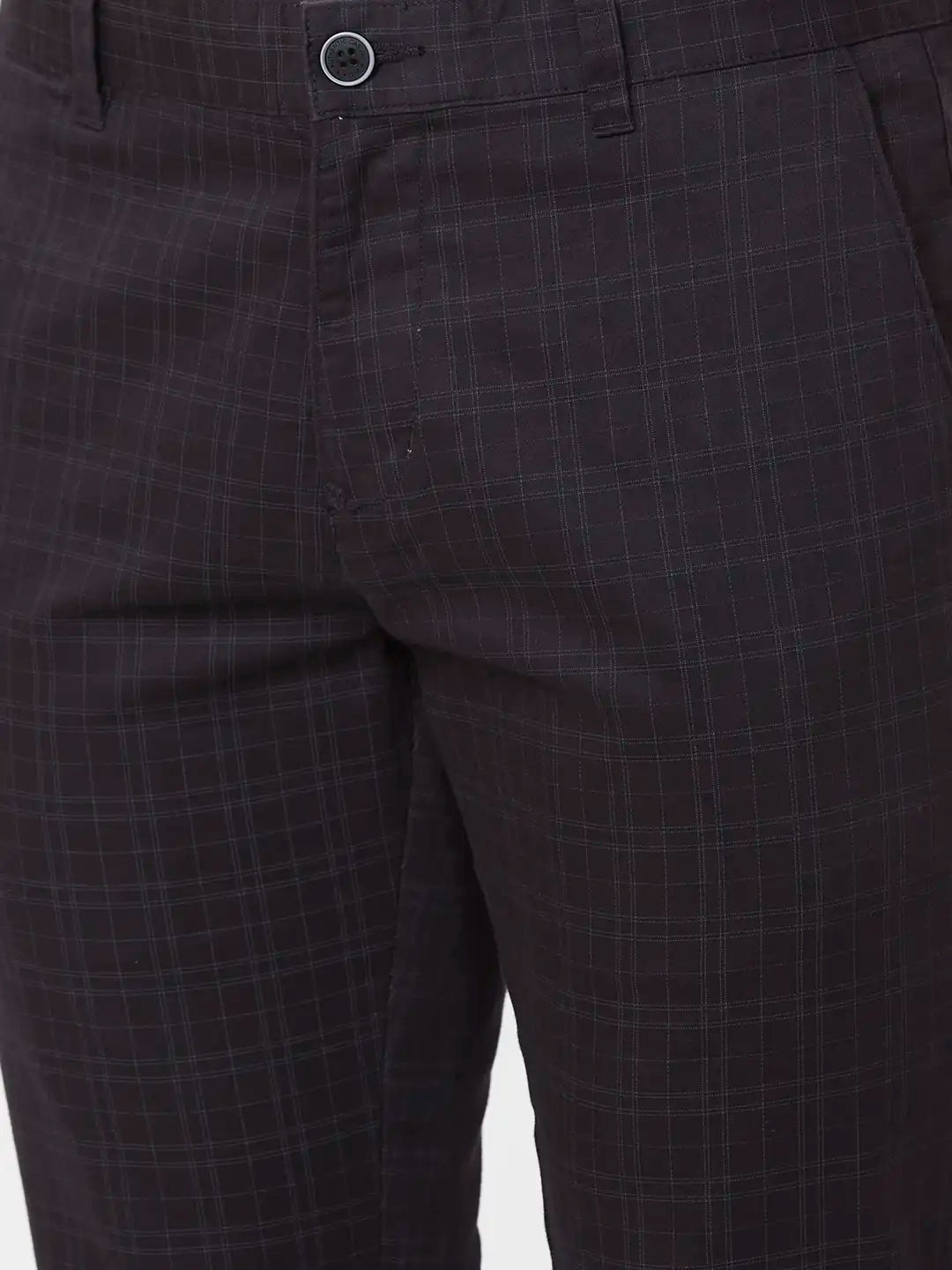 Parx Tapered Fit Printed Medium Grey Trouser