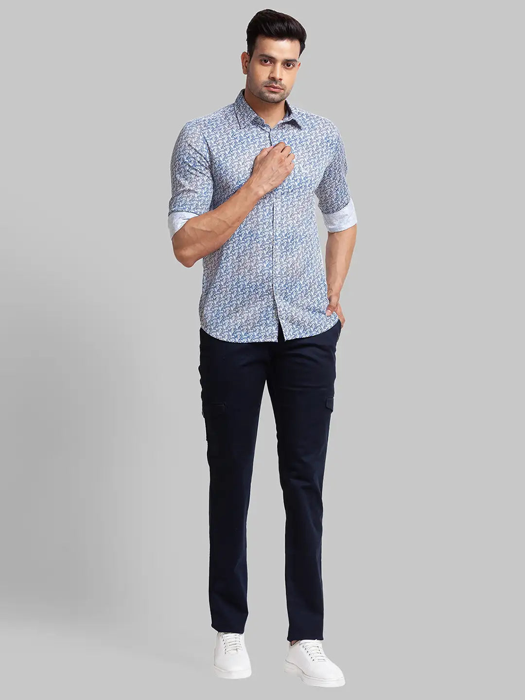 Men Tapered Fit Grey Chinos & Trouser