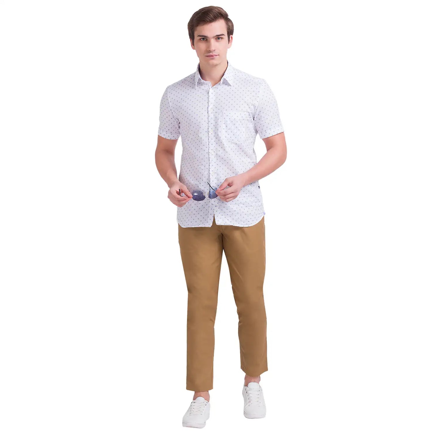 Men Regular Fit Blue Chinos