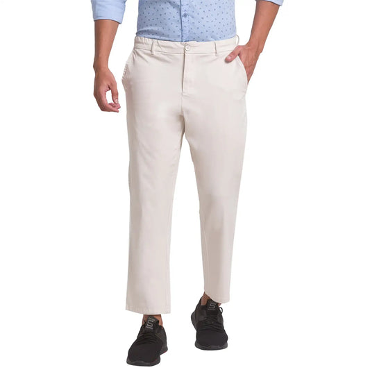 Men Carrot Fit Khaki Trouser