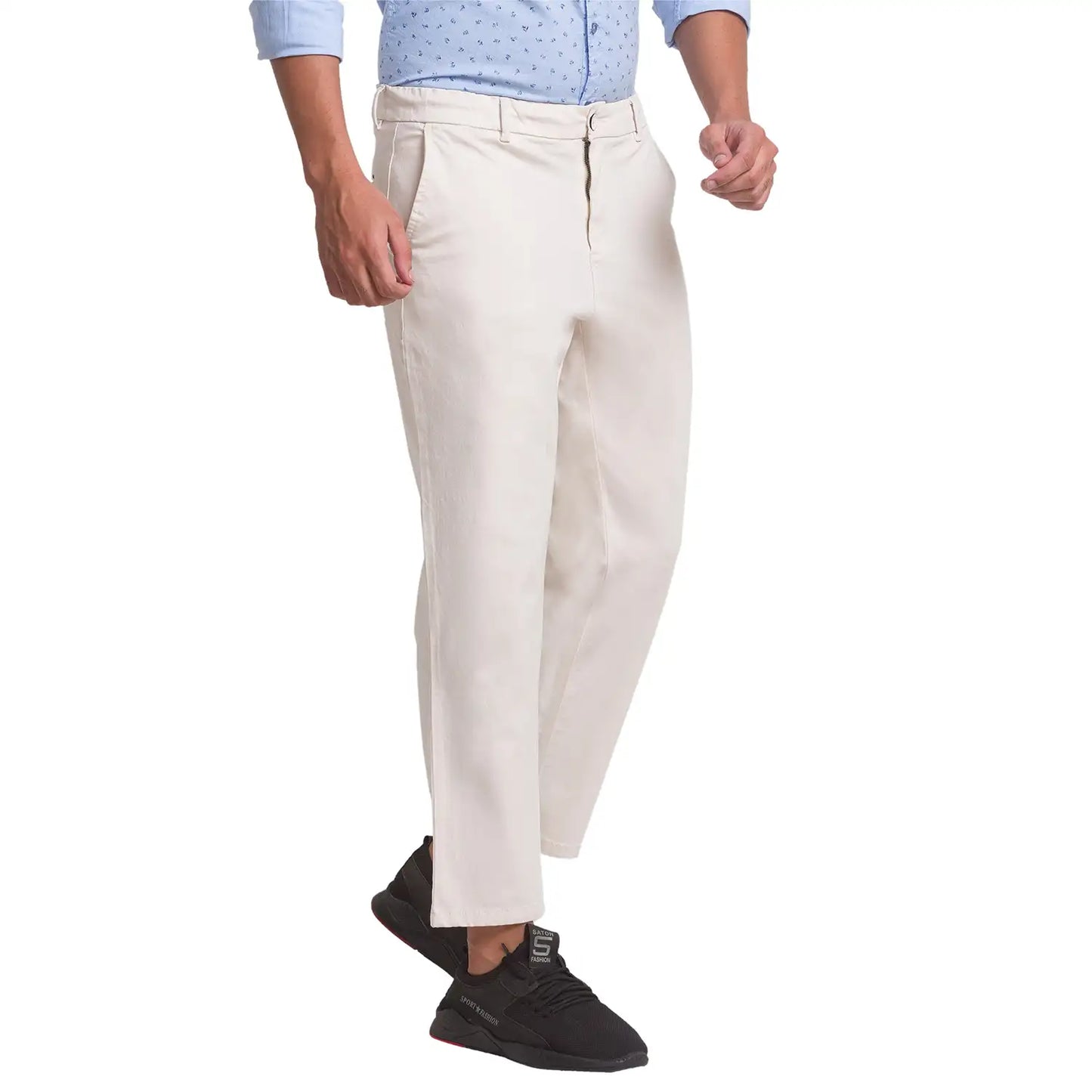 Men Carrot Fit Khaki Trouser