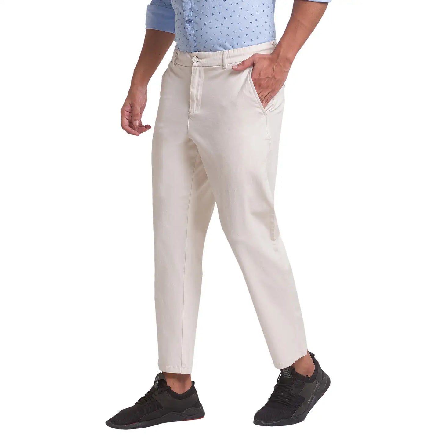 Men Carrot Fit Khaki Trouser