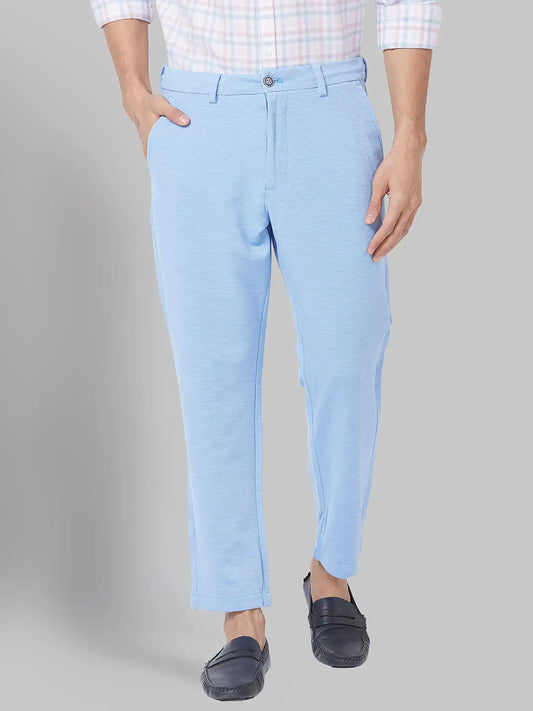Men Carrot Fit Blue Trouser
