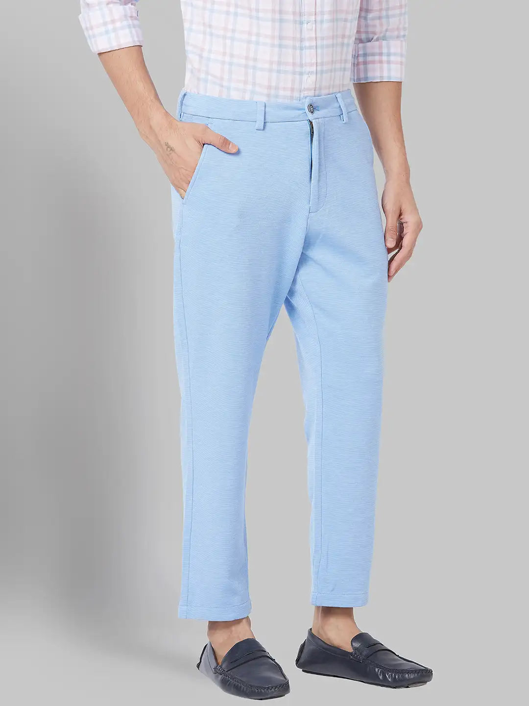 Men Carrot Fit Blue Trouser