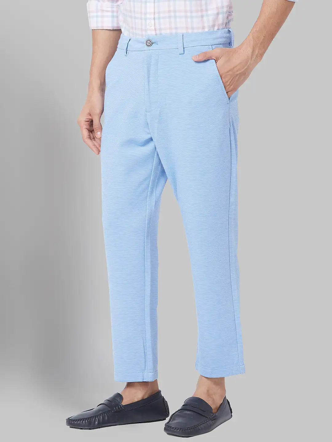 Men Carrot Fit Blue Trouser