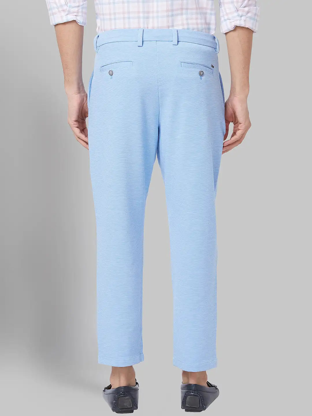 Men Carrot Fit Blue Trouser