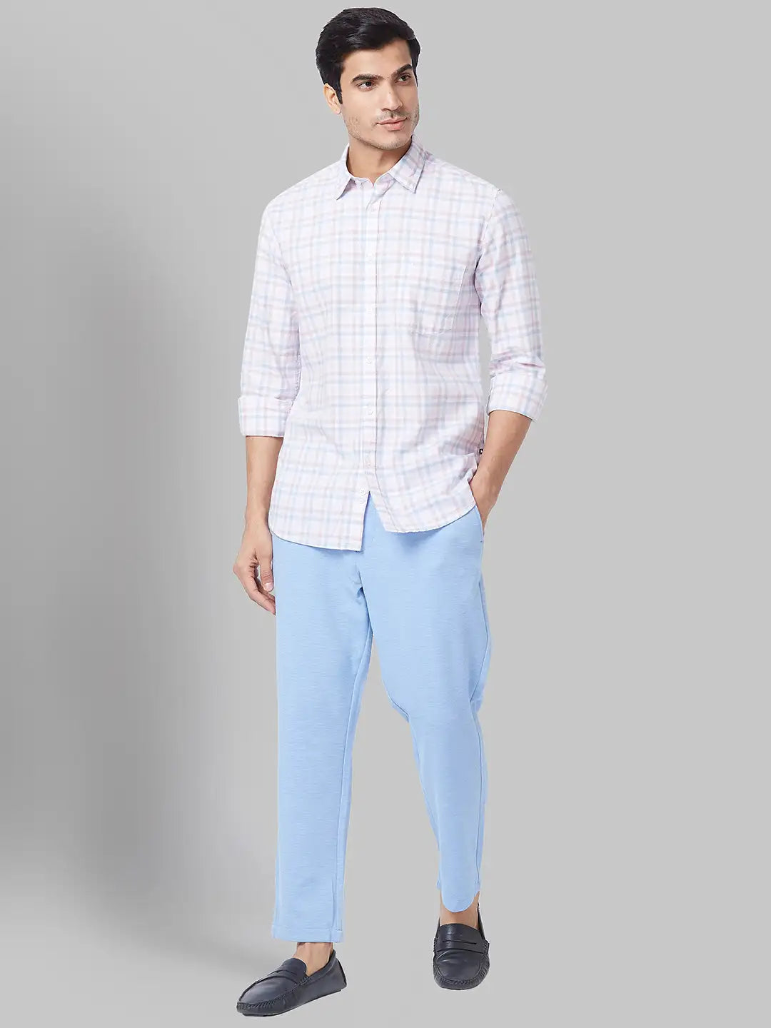 Men Carrot Fit Blue Trouser
