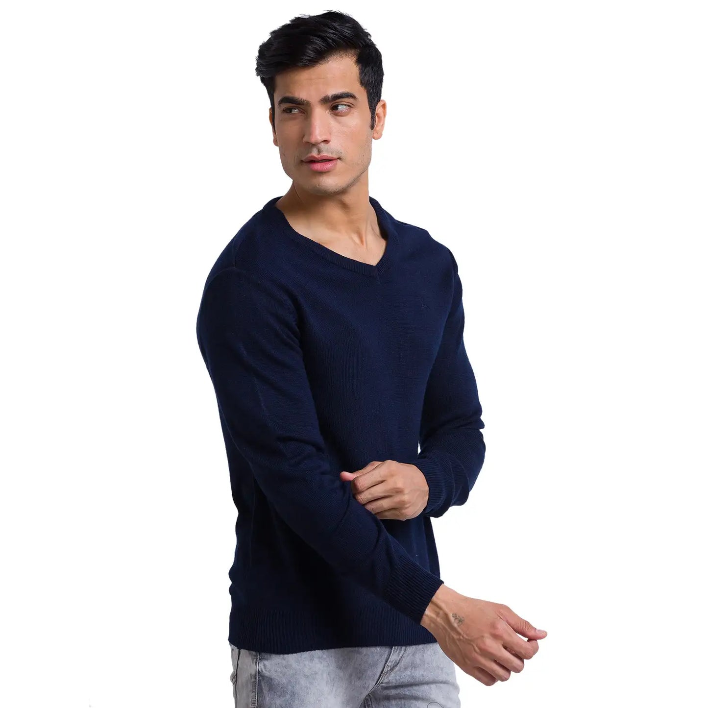 Men Regular Fit Black Sweater