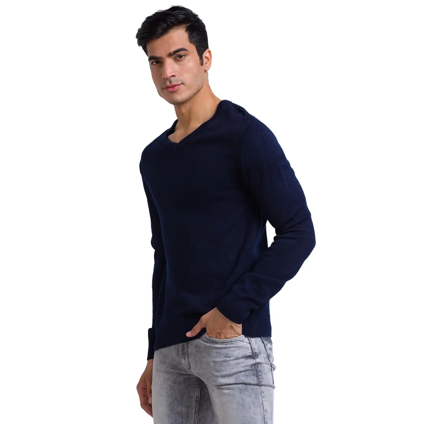 Men Regular Fit Black Sweater