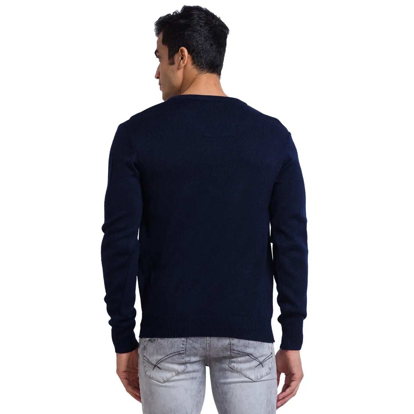 Men Regular Fit Black Sweater