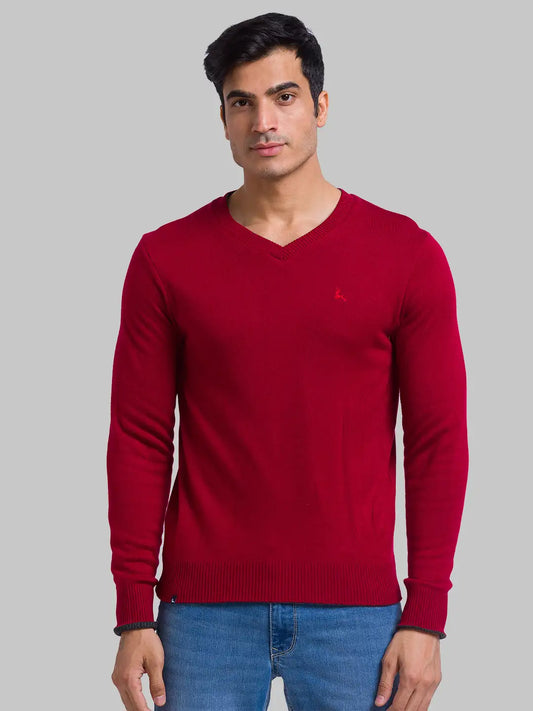 Men Regular Fit Blue Sweater