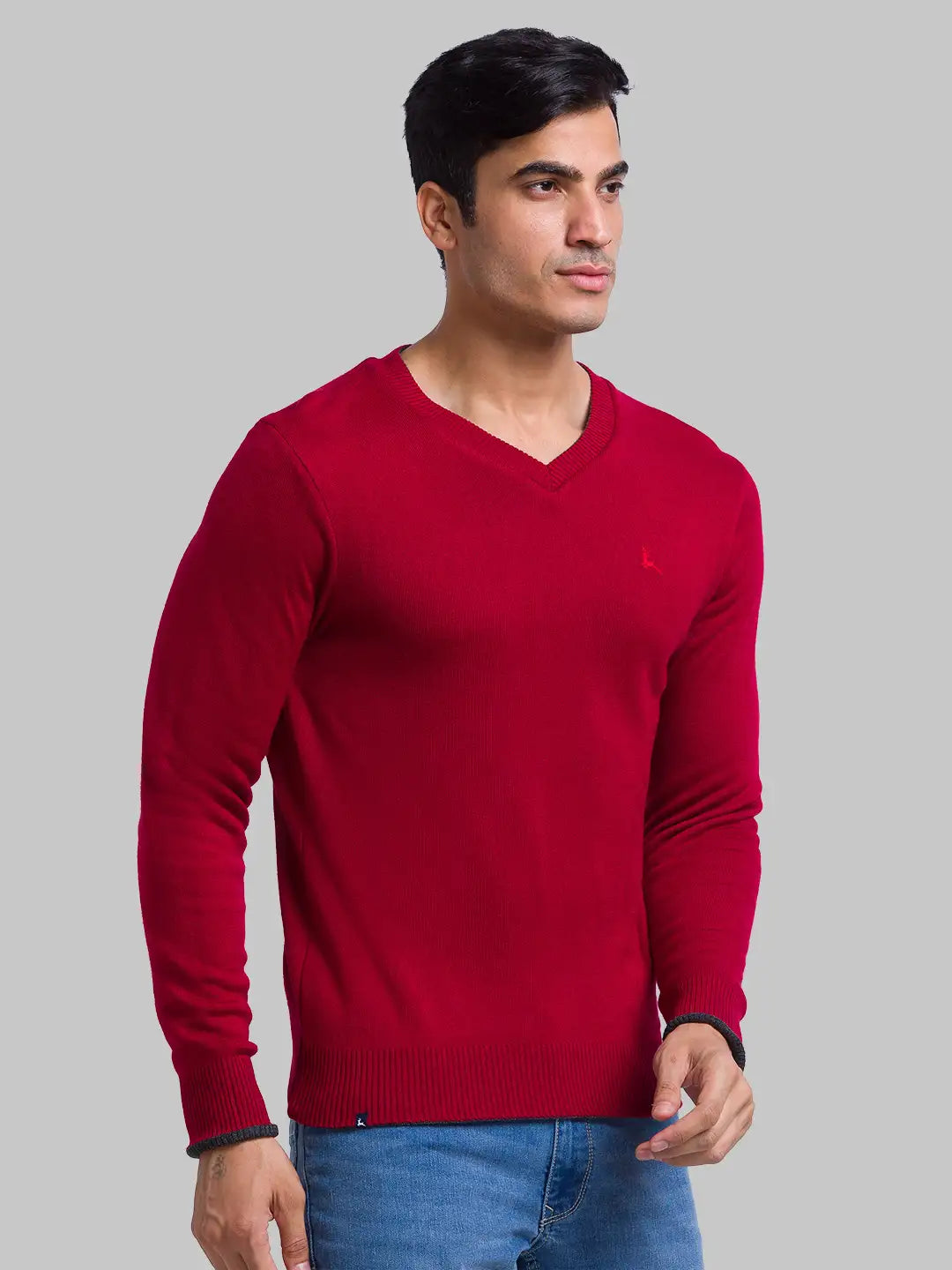 Men Regular Fit Blue Sweater