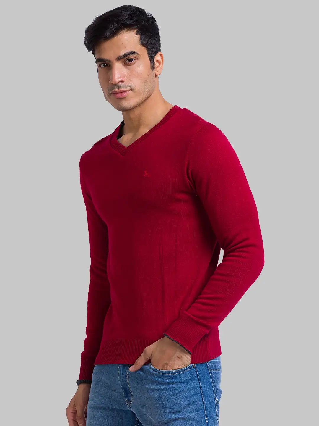 Men Regular Fit Blue Sweater