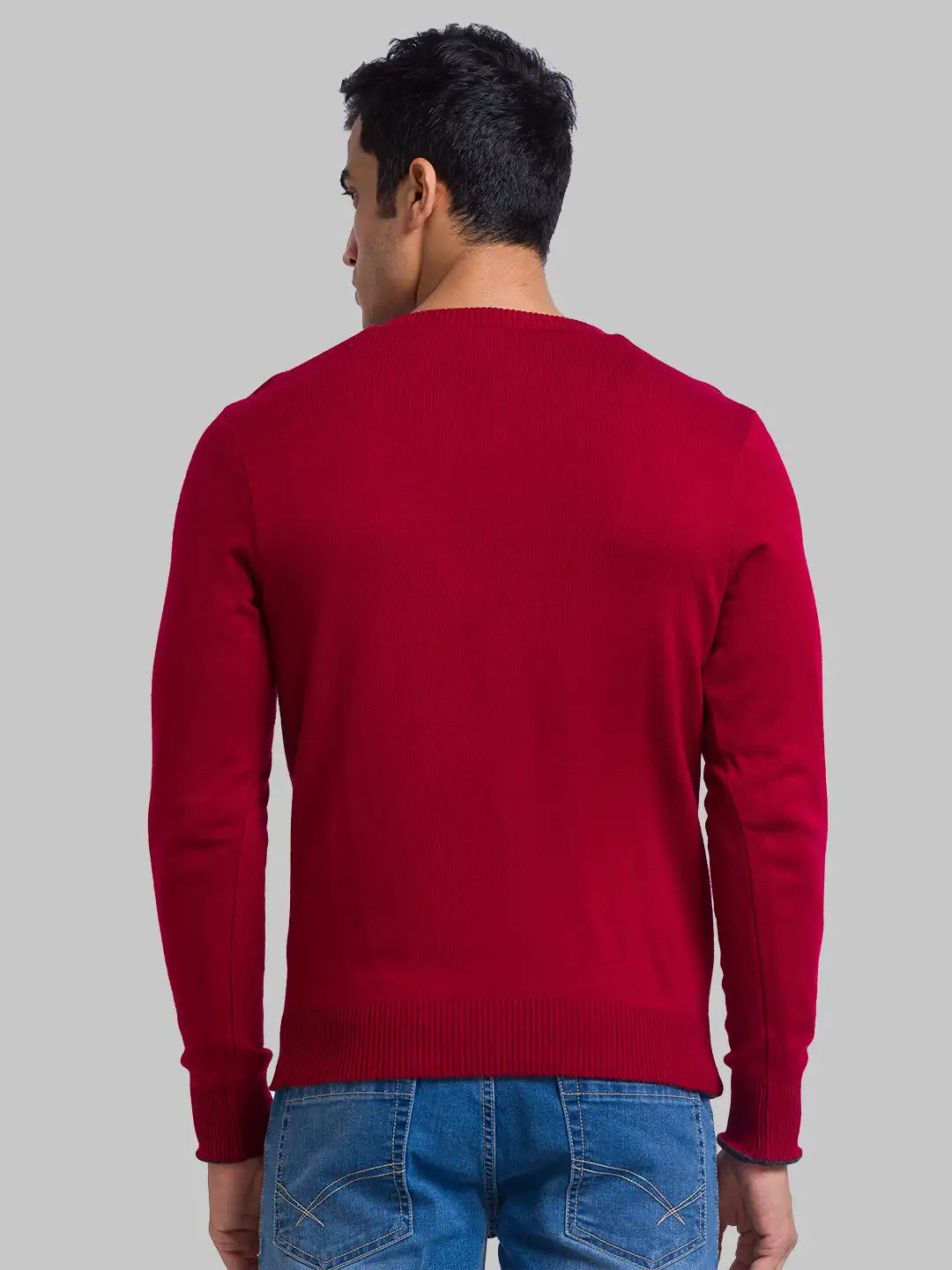 Men Regular Fit Blue Sweater