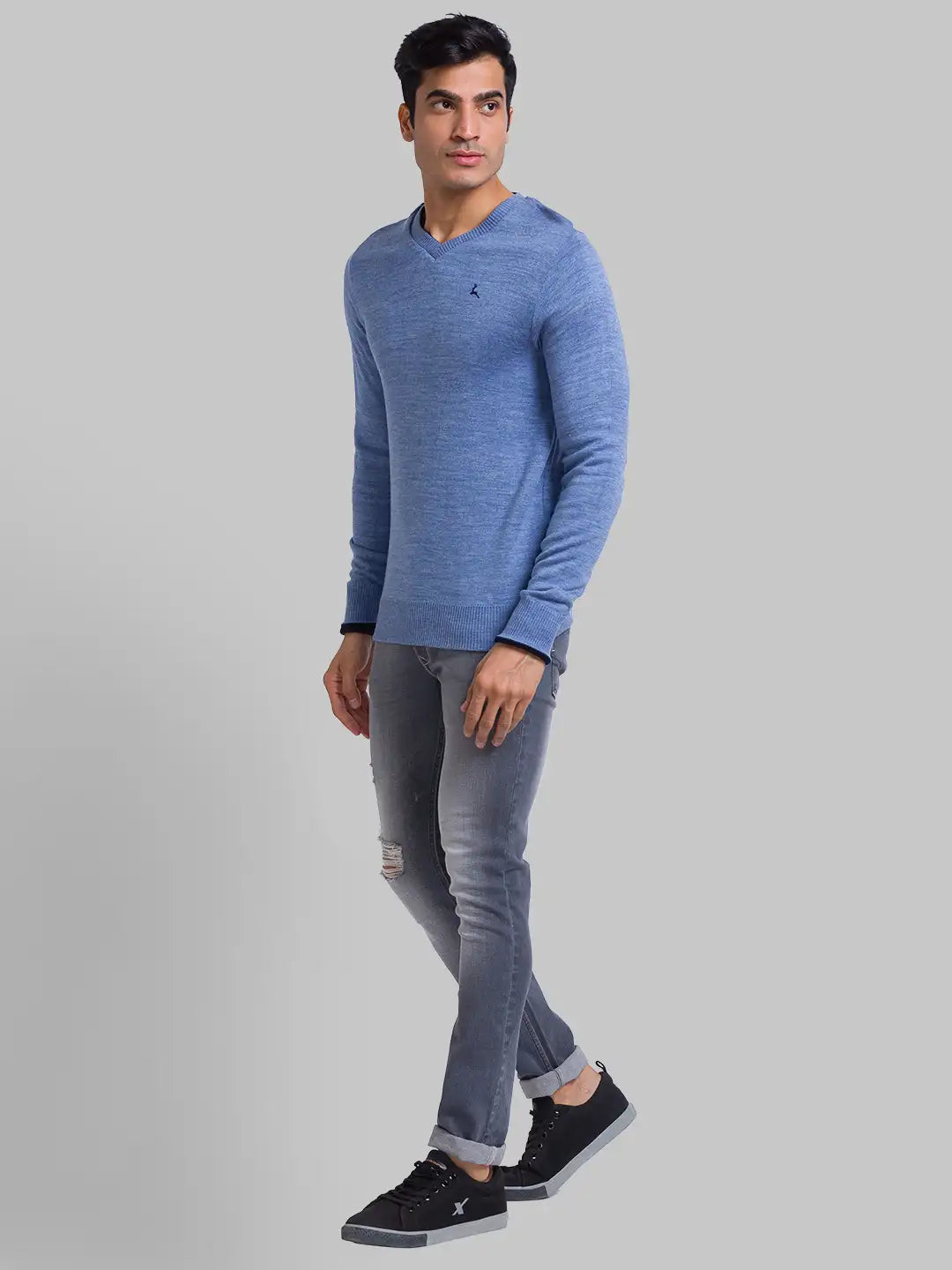 Men Regular Fit Green Sweater