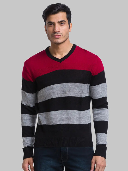 Men Regular Fit Blue Sweater