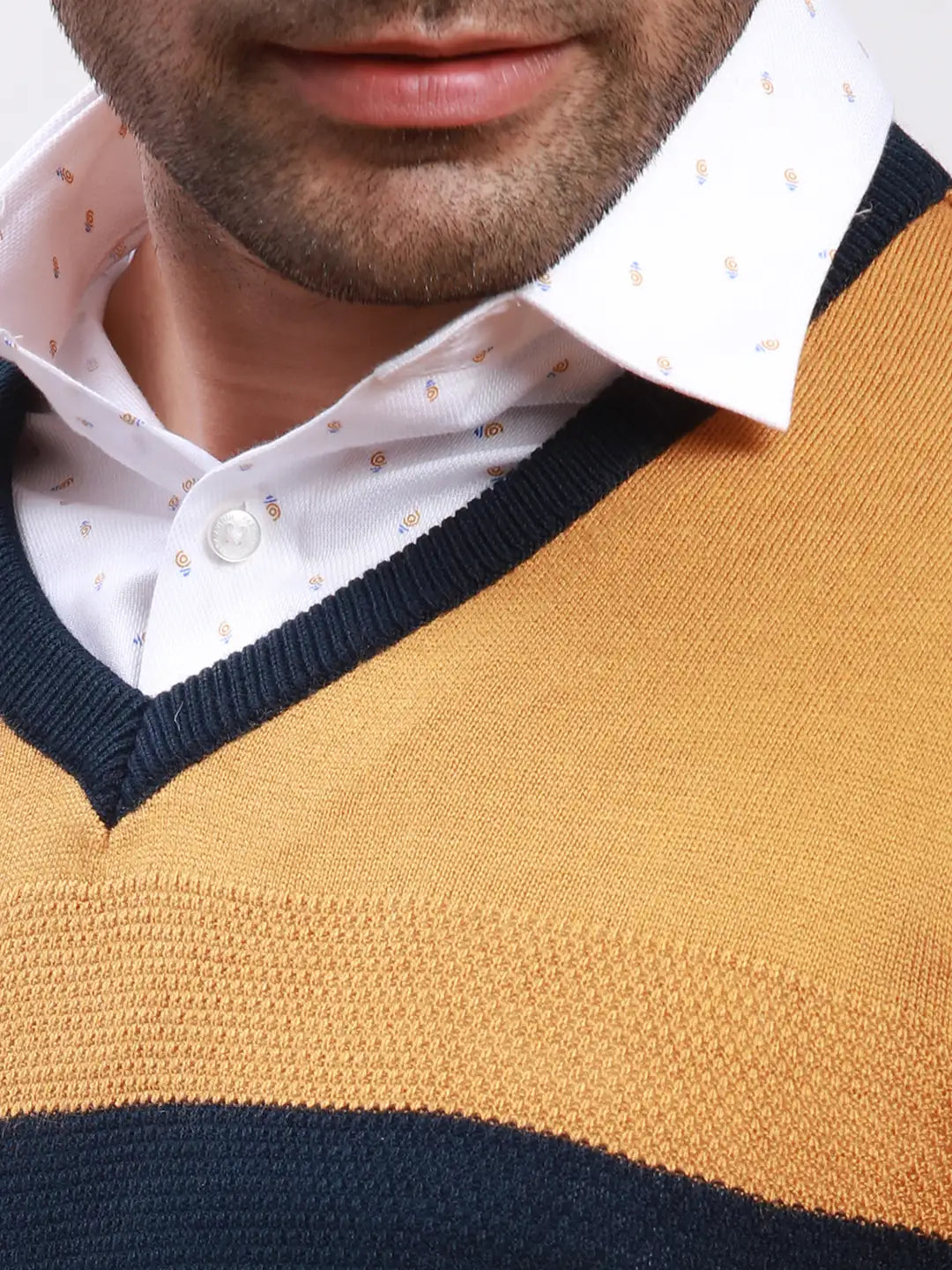 Parx Men Grey Solid Acrylic Full Sleeve V Neck Sweaters