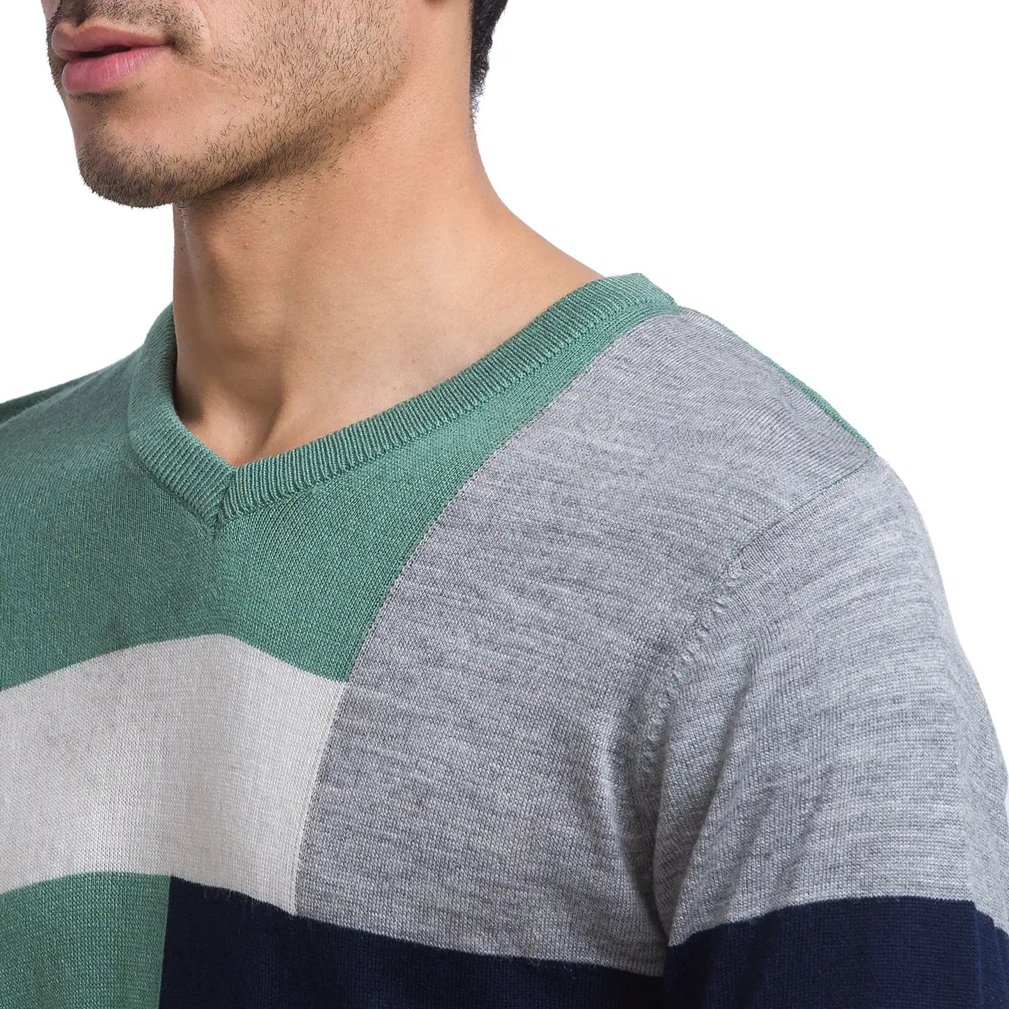 Men Regular Fit Blue Sweater