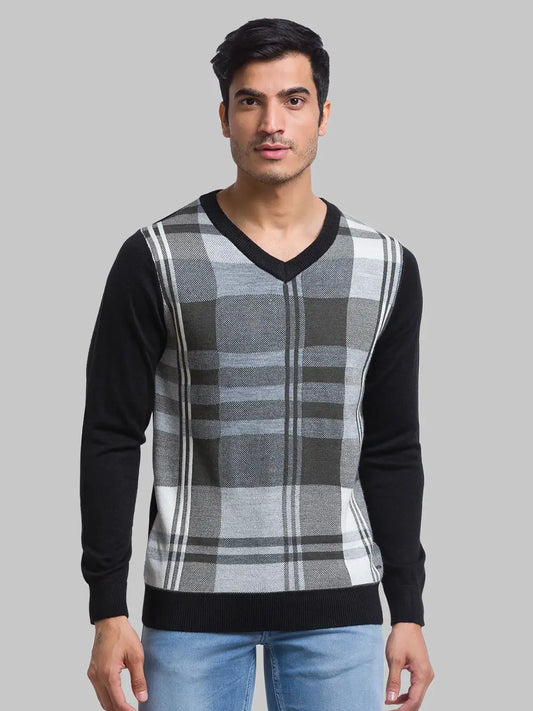 Men Regular Fit Blue Sweater