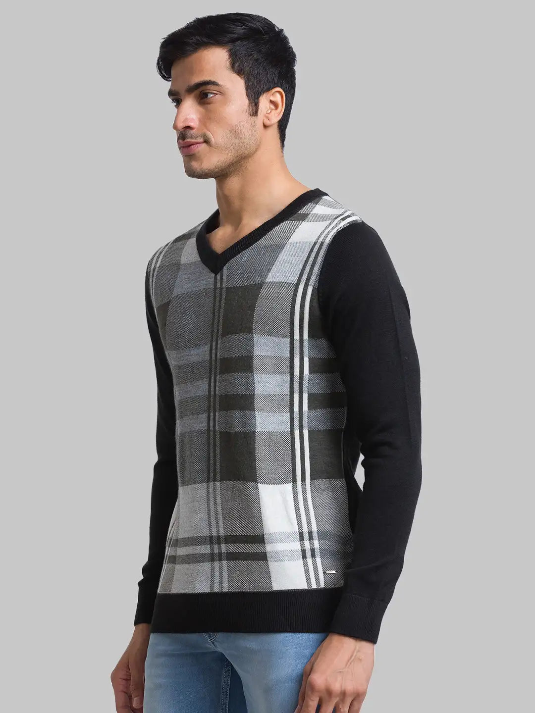 Men Regular Fit Blue Sweater