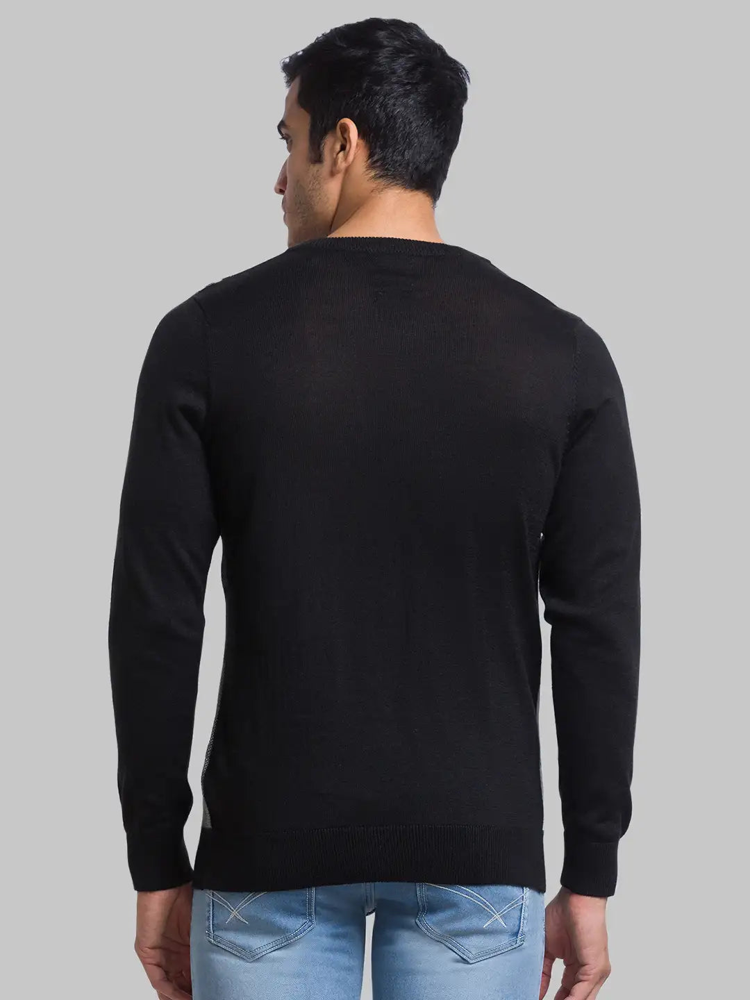 Men Regular Fit Blue Sweater