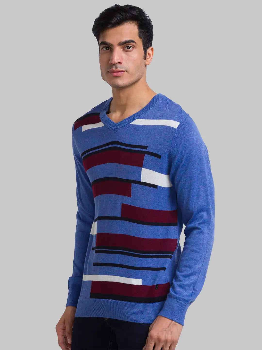 Men Regular Fit Grey Sweater