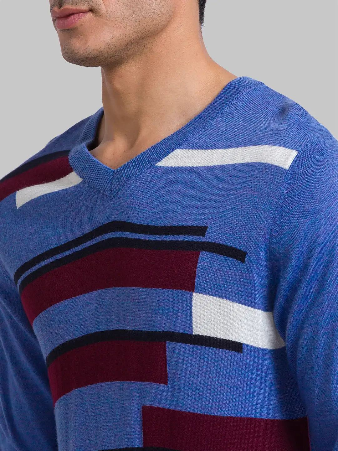 Men Regular Fit Grey Sweater