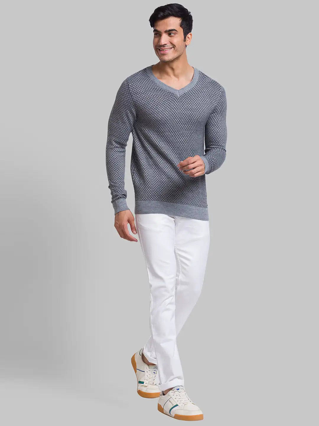 Men Regular Fit Green Sweater