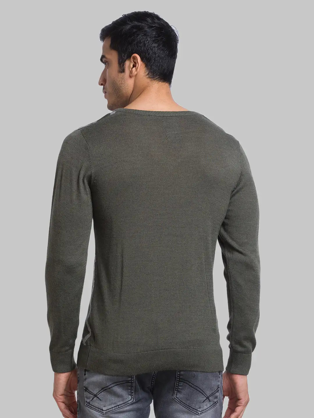 Men Regular Fit Blue Sweater