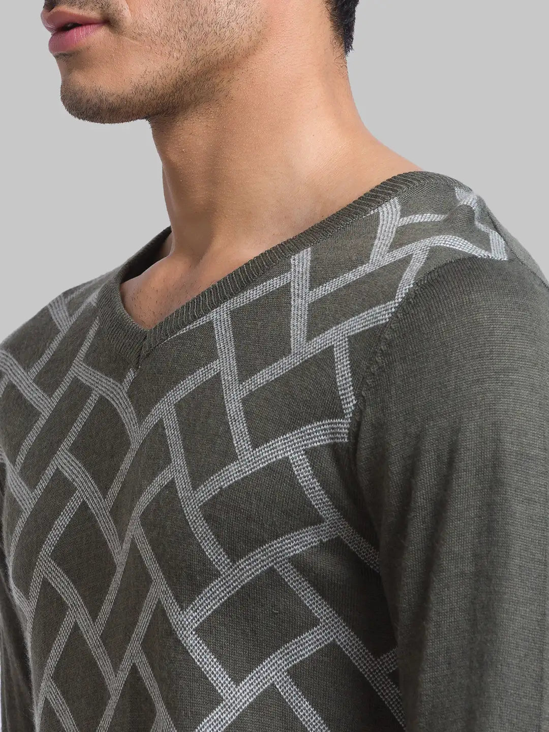 Men Regular Fit Blue Sweater