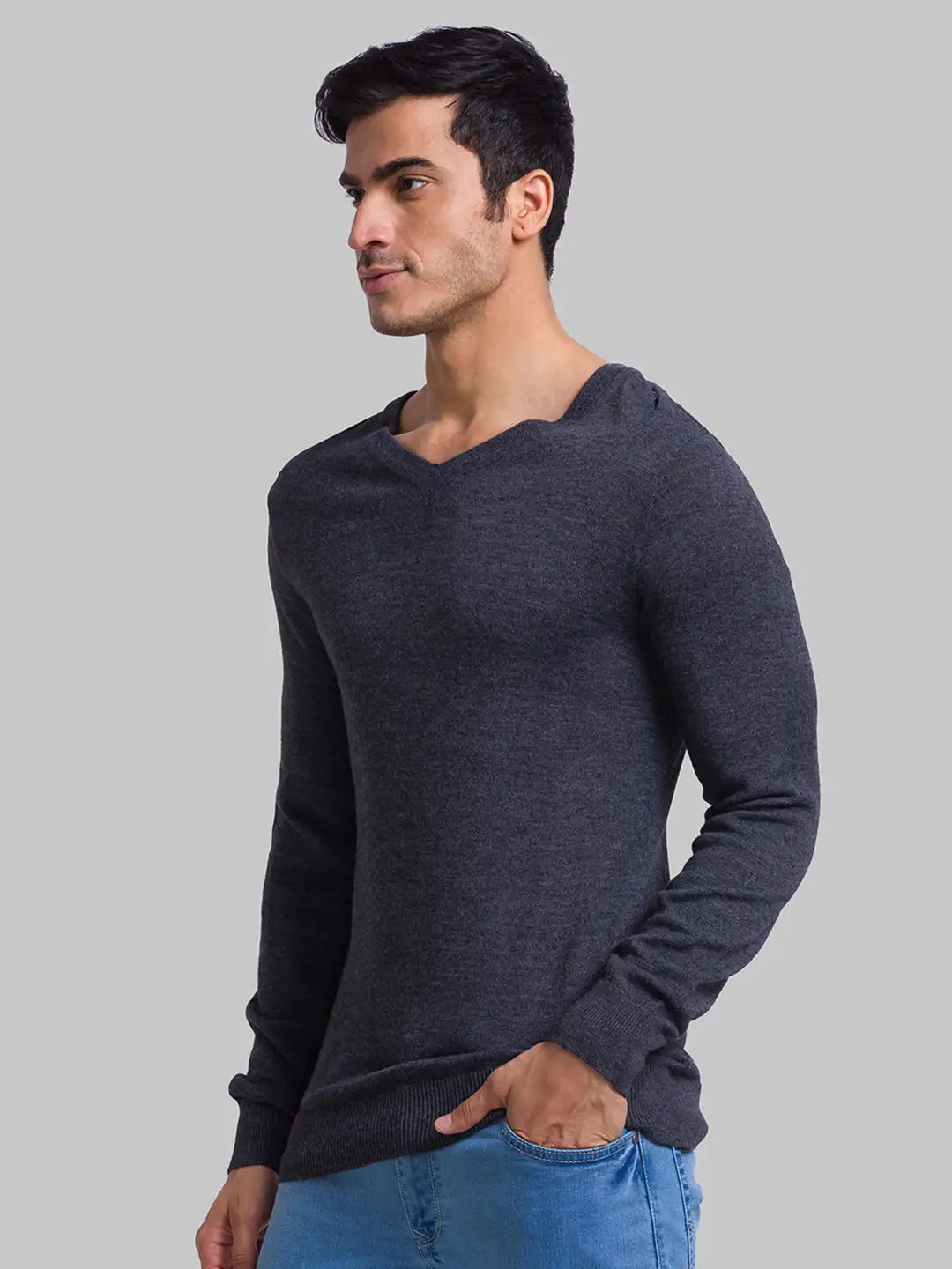 Men Regular Fit Red Sweater