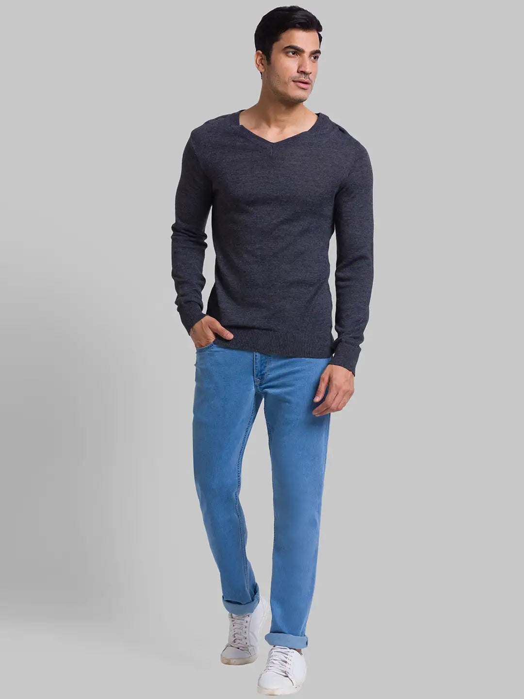 Men Regular Fit Red Sweater