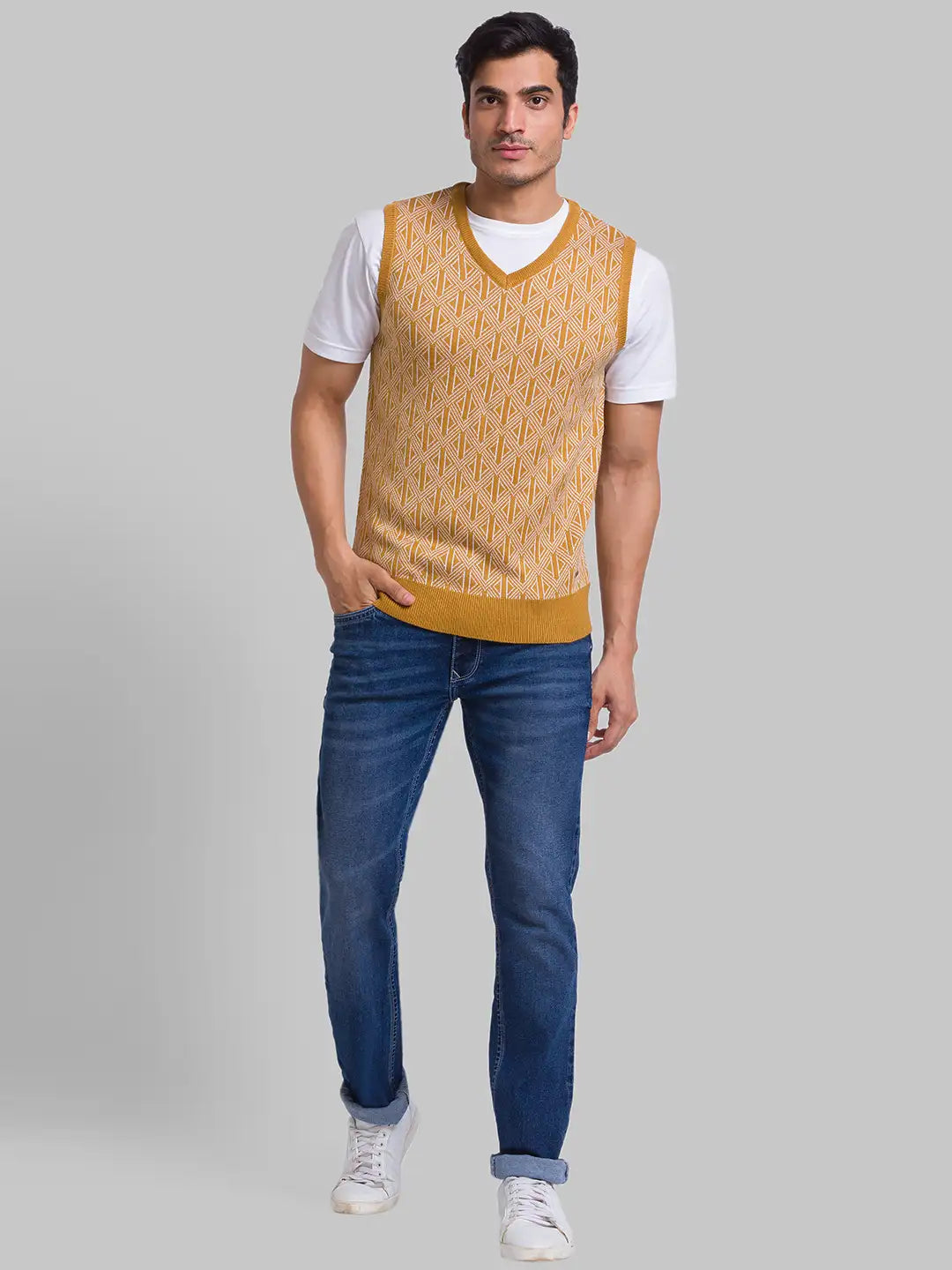 Park Avenue Men Red Slim Fit Solid Cotton Polyester Full Sleeves Crew Neck Sweatshirt