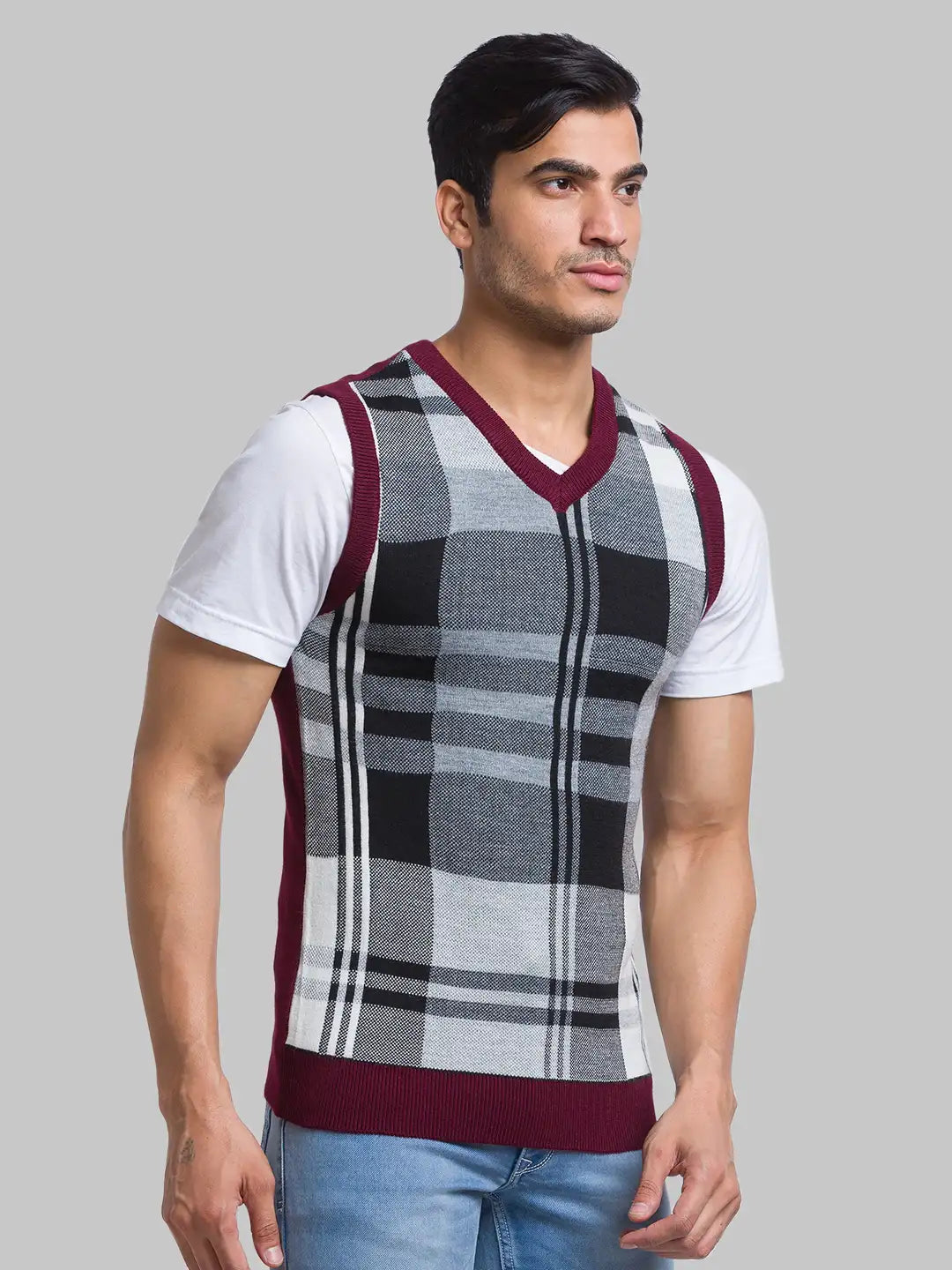Men Regular Fit Grey Sweater
