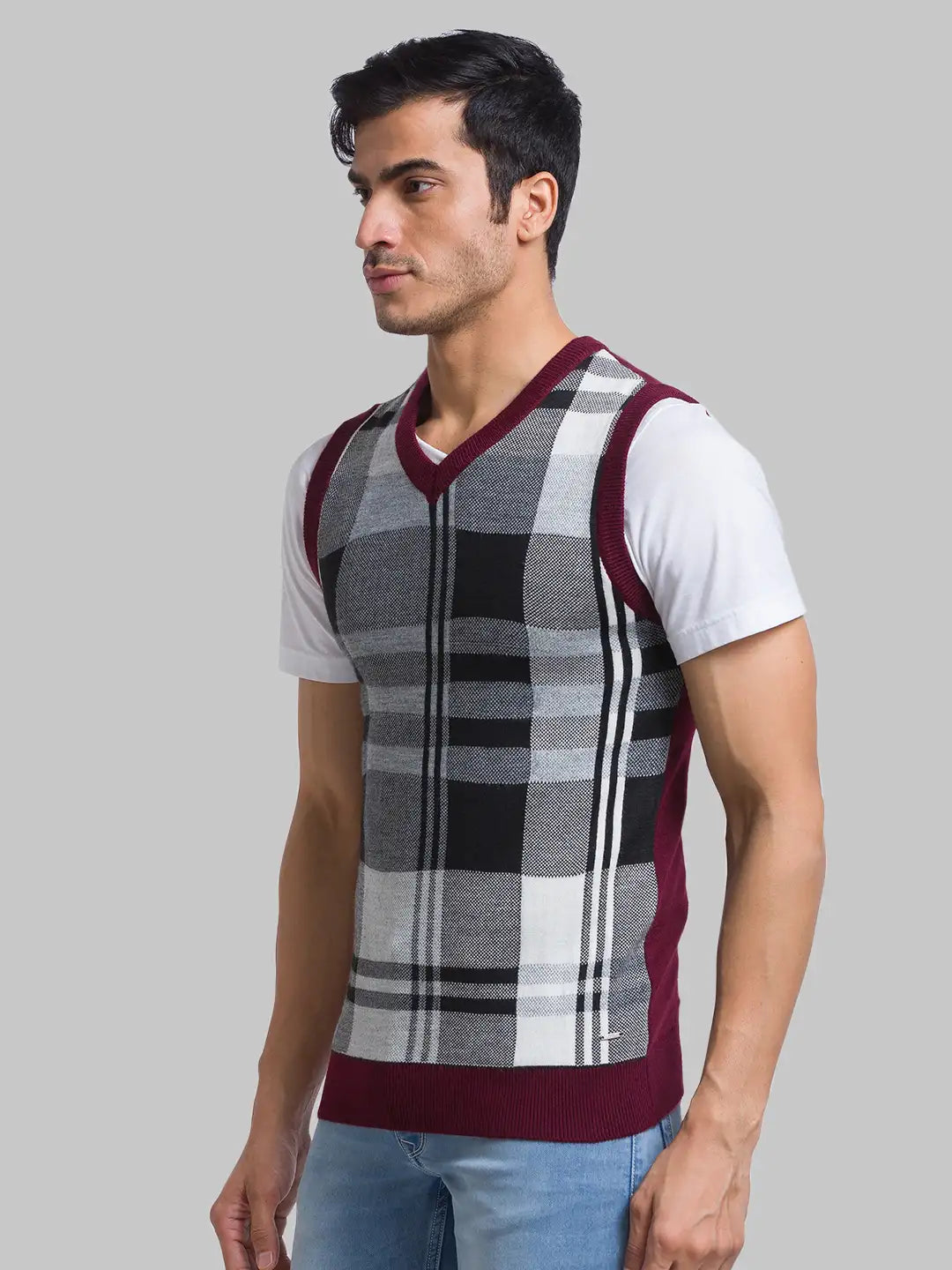 Men Regular Fit Grey Sweater