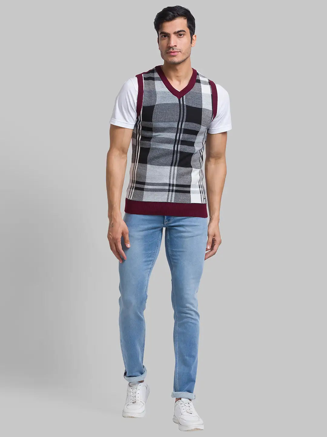 Men Regular Fit Grey Sweater