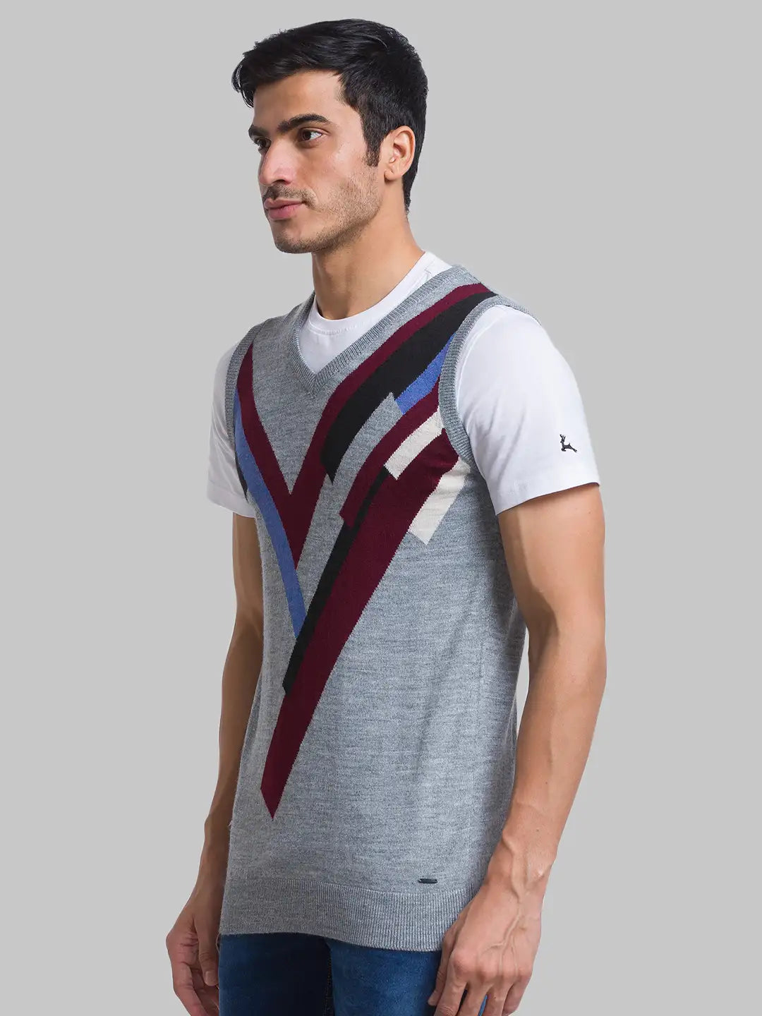 Men Regular Fit Teal Blue Sweater