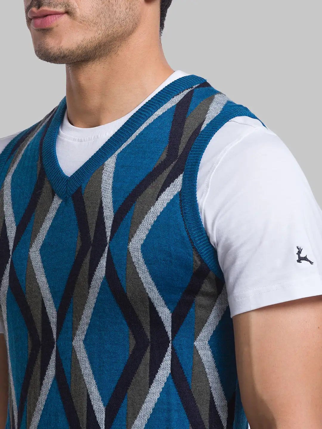 Men Regular Fit Grey Sweater
