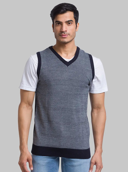 Men Regular Fit Grey Sweater