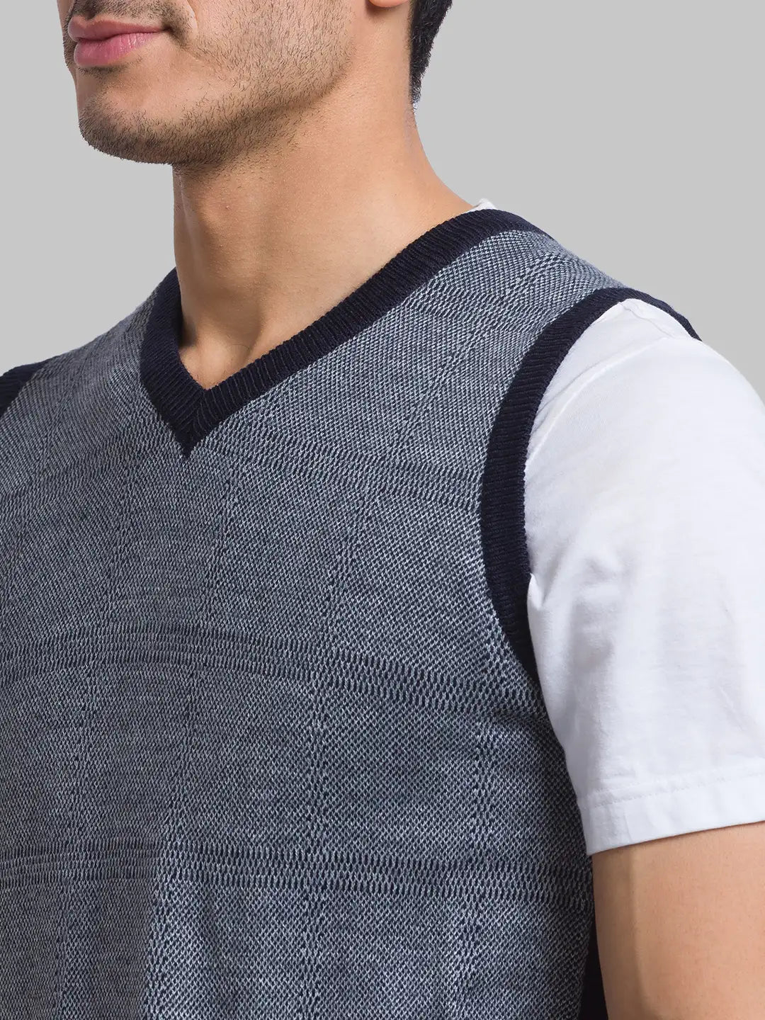 Men Regular Fit Grey Sweater