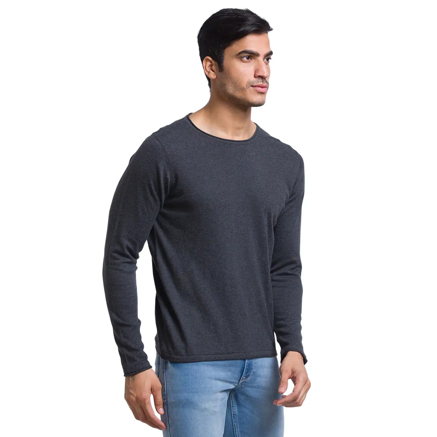 Men Regular Fit Green Sweater
